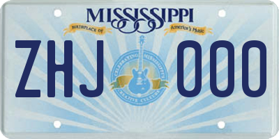 MS license plate ZHJ000