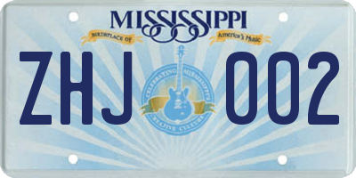 MS license plate ZHJ002