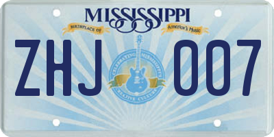 MS license plate ZHJ007