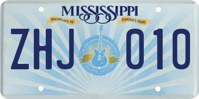 MS license plate ZHJ010