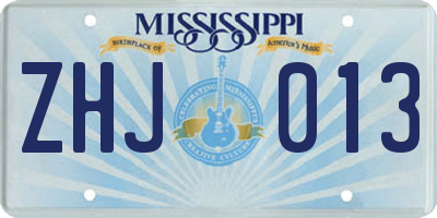MS license plate ZHJ013