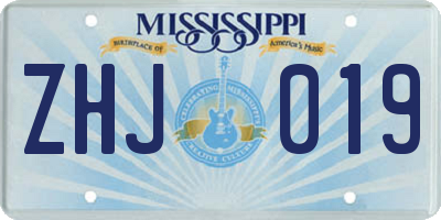 MS license plate ZHJ019