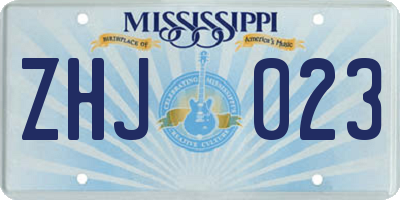 MS license plate ZHJ023