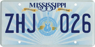 MS license plate ZHJ026