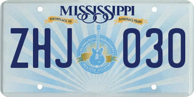 MS license plate ZHJ030