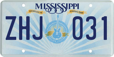 MS license plate ZHJ031