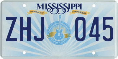 MS license plate ZHJ045
