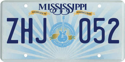 MS license plate ZHJ052