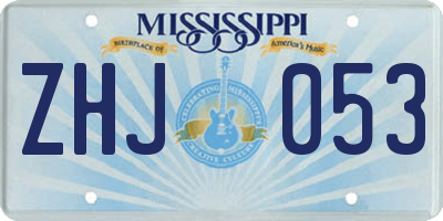 MS license plate ZHJ053