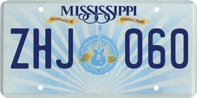 MS license plate ZHJ060