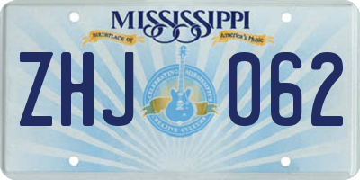 MS license plate ZHJ062