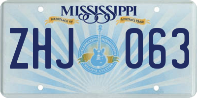 MS license plate ZHJ063