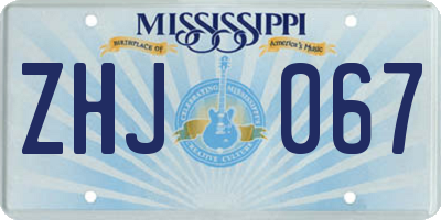 MS license plate ZHJ067