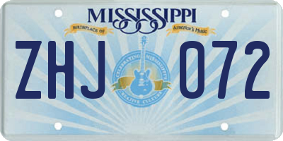 MS license plate ZHJ072