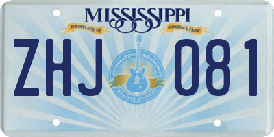 MS license plate ZHJ081