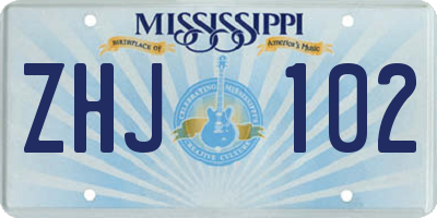 MS license plate ZHJ102