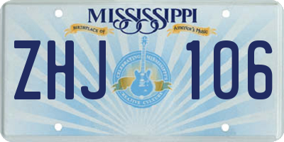 MS license plate ZHJ106