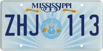 MS license plate ZHJ113