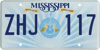 MS license plate ZHJ117