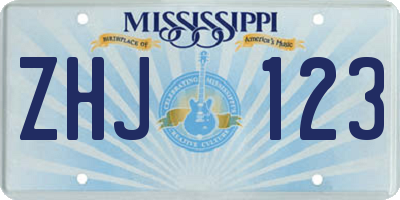 MS license plate ZHJ123