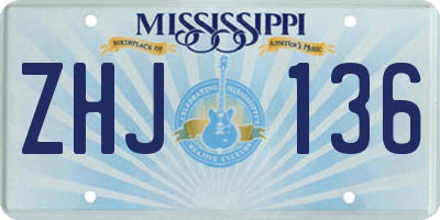 MS license plate ZHJ136