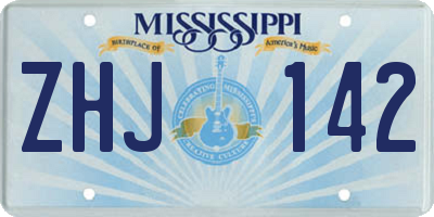 MS license plate ZHJ142