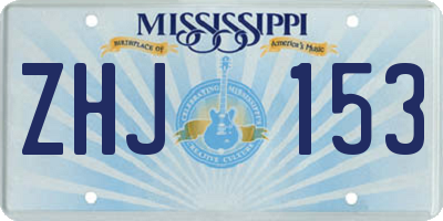 MS license plate ZHJ153