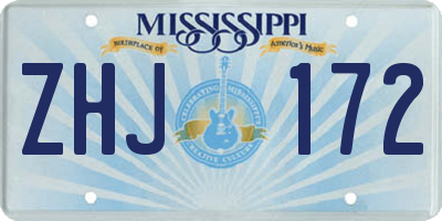 MS license plate ZHJ172