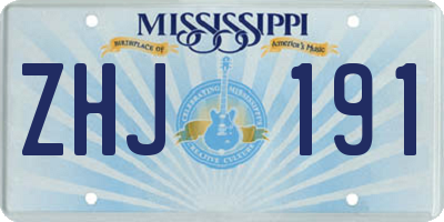 MS license plate ZHJ191