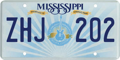 MS license plate ZHJ202