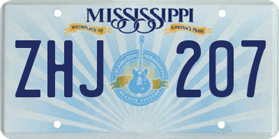 MS license plate ZHJ207