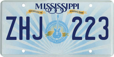 MS license plate ZHJ223