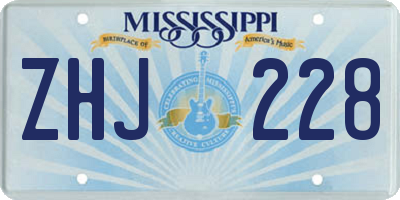 MS license plate ZHJ228