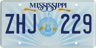 MS license plate ZHJ229
