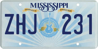 MS license plate ZHJ231