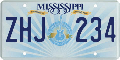 MS license plate ZHJ234