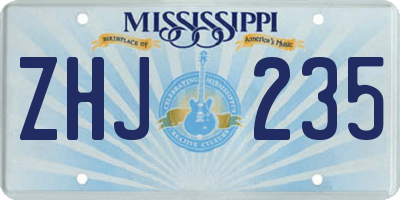 MS license plate ZHJ235