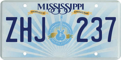 MS license plate ZHJ237