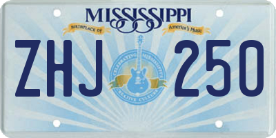 MS license plate ZHJ250
