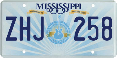 MS license plate ZHJ258