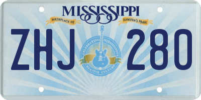 MS license plate ZHJ280