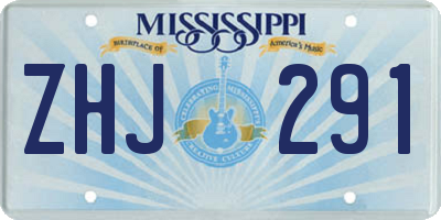 MS license plate ZHJ291
