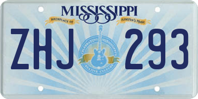 MS license plate ZHJ293