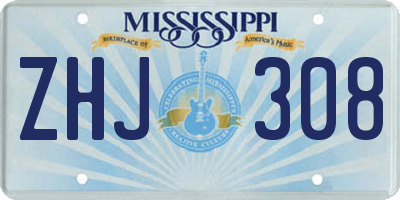 MS license plate ZHJ308