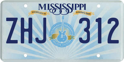 MS license plate ZHJ312