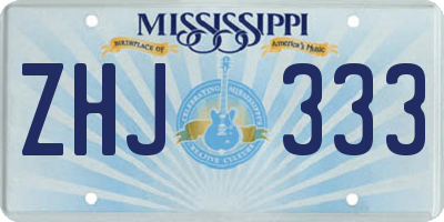 MS license plate ZHJ333
