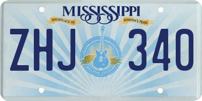 MS license plate ZHJ340