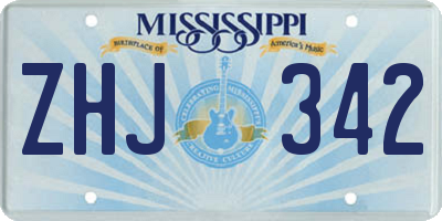 MS license plate ZHJ342