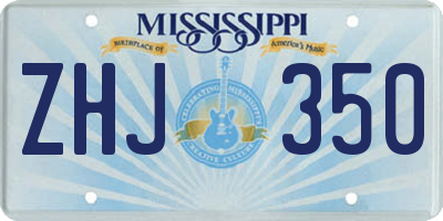 MS license plate ZHJ350