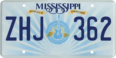 MS license plate ZHJ362